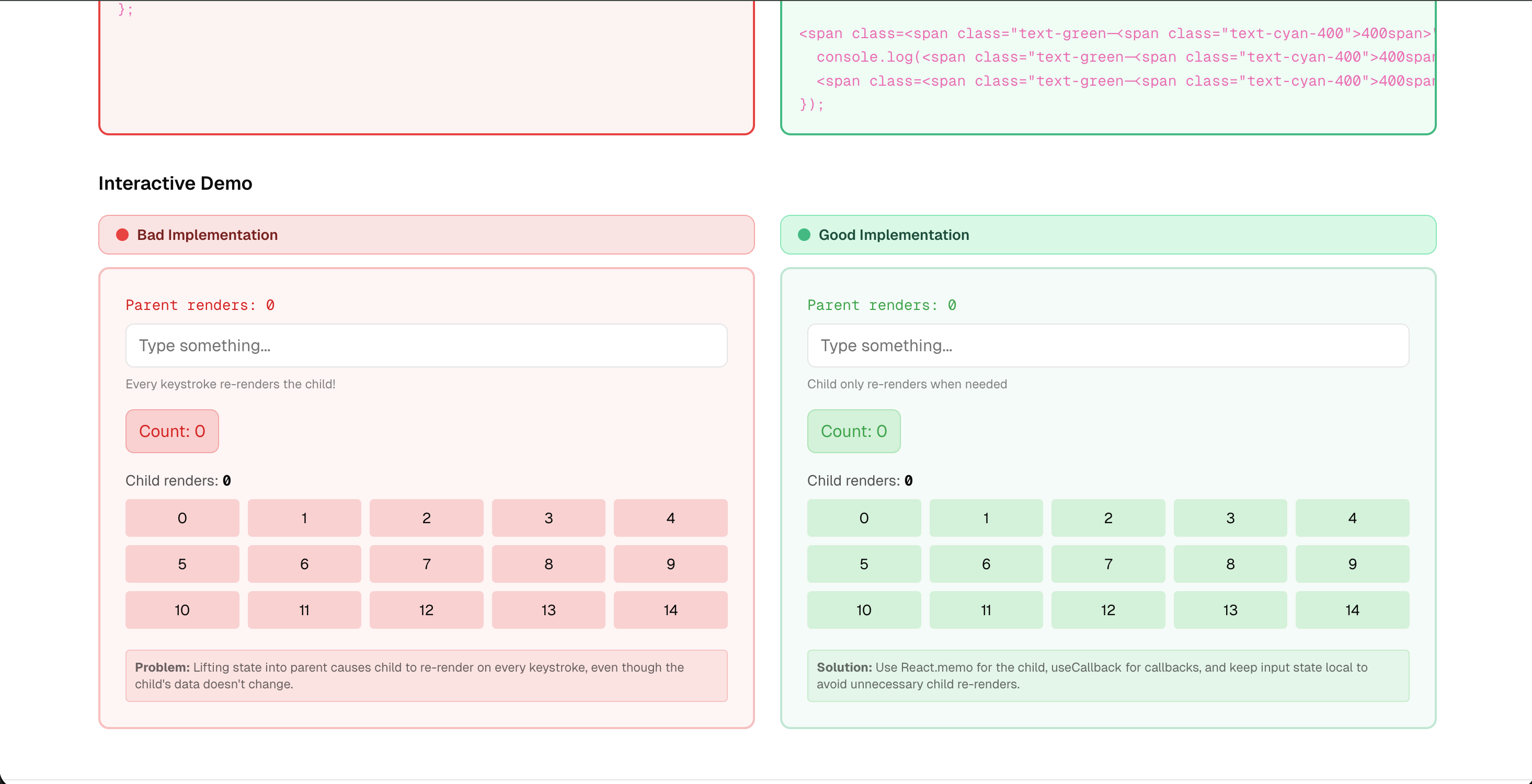 React Performance Lab: Interactive Demos of React Performance Patterns